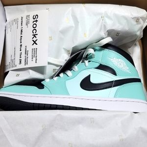 Women's Air Jordan 1 Mid Teal and Black
